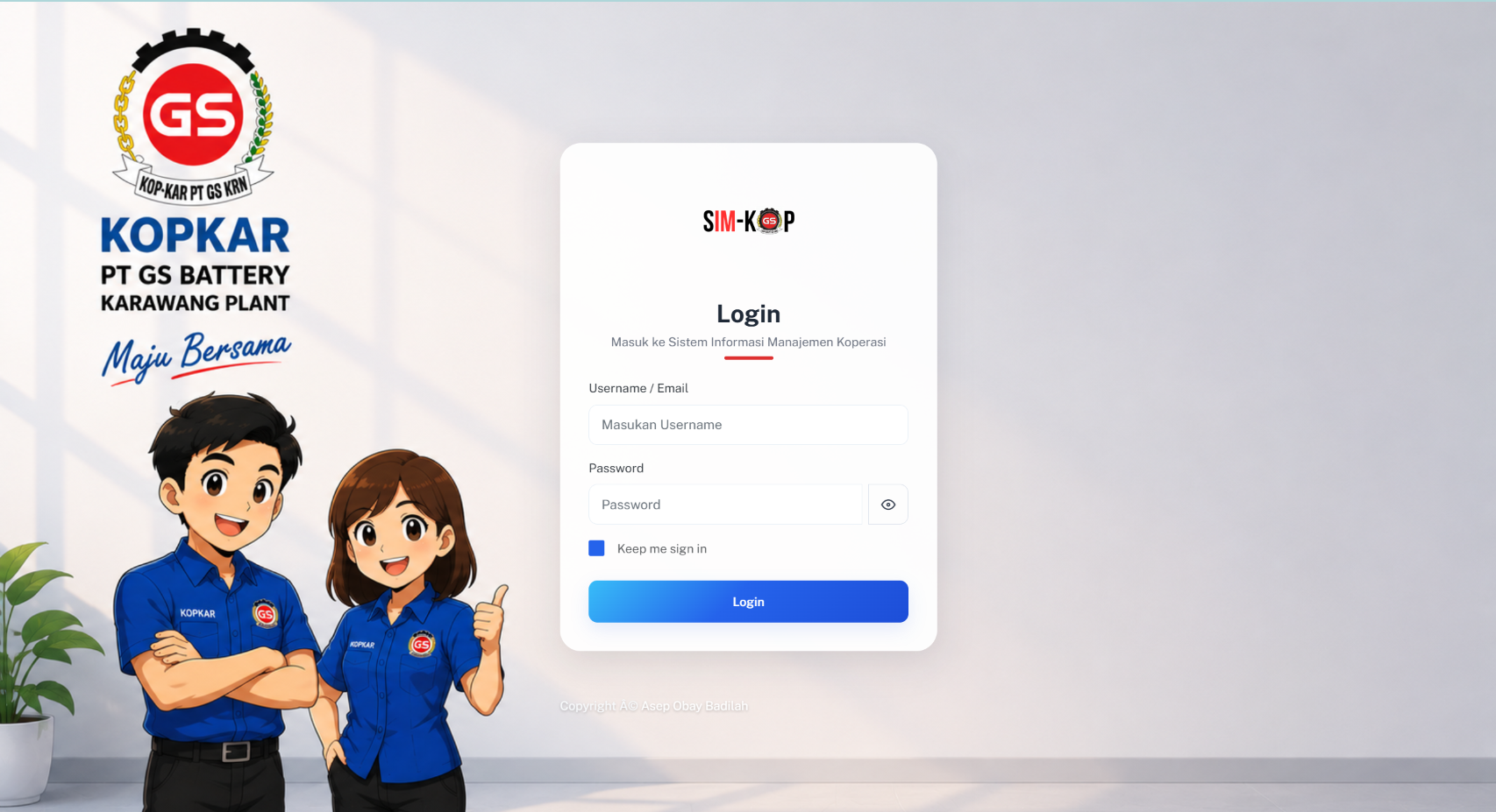SIM-KOP Login Screen